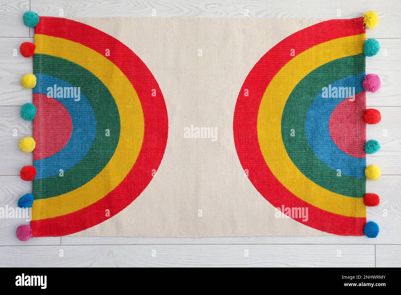 Unique Rug Top View Stylish rug with rainbow on floor, top view Stock Photo - Alamy