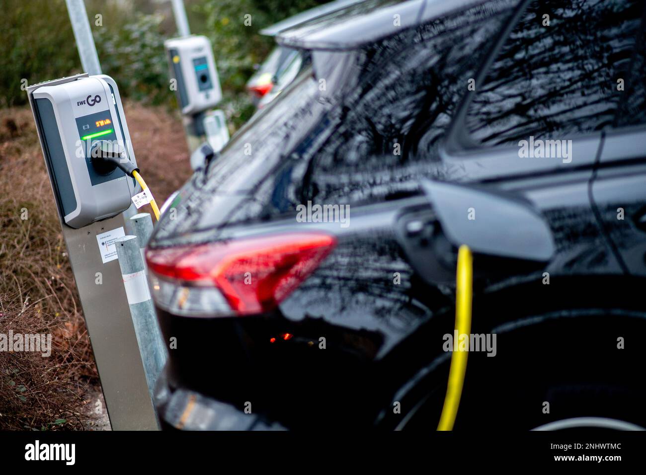 Oldenburg, Germany. 22nd Feb, 2023. An Audi electric car is charged at