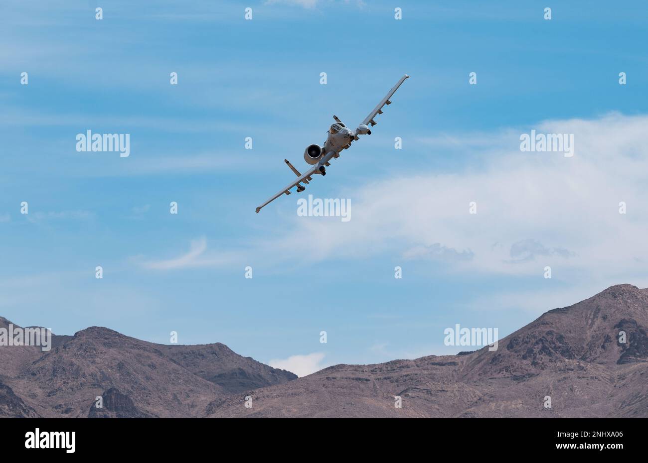 An A-10 Thunderbolt II assigned to the 422nd Test and Evaluation Squadron, Nellis Air Force Base, Nevada, flies over the Nevada Test and Training Range, Nevada, Aug. 3, 2022. The 422nd TES is a geographically separated unit of the 53rd Test and Evaluation Group, Eglin AFB, Florida. Stock Photo