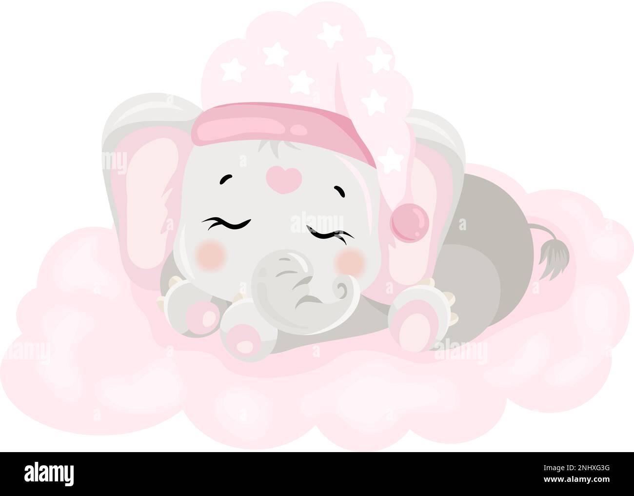 Cute baby pink elephant sleeping on cloud Stock Photo Alamy