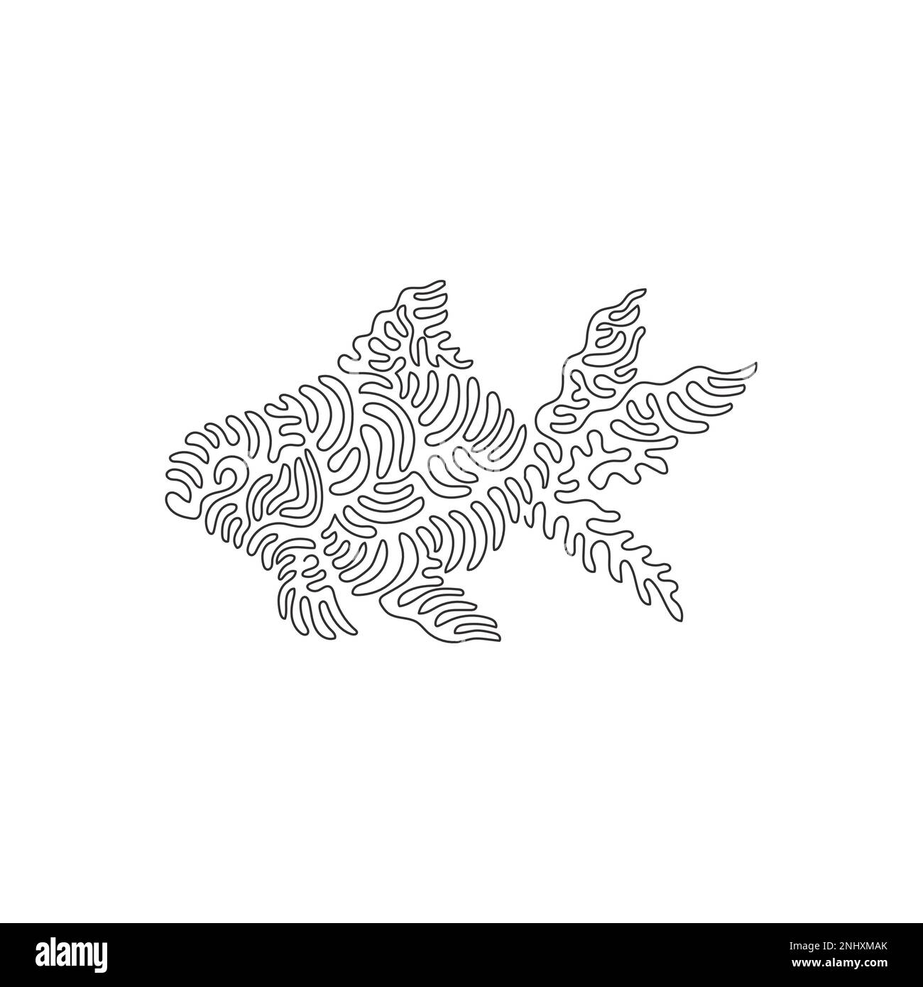 Single one line drawing of beautiful goldfish abstract art. Continuous line draw graphic design vector illustration of cute fin configuration goldfish Stock Vector