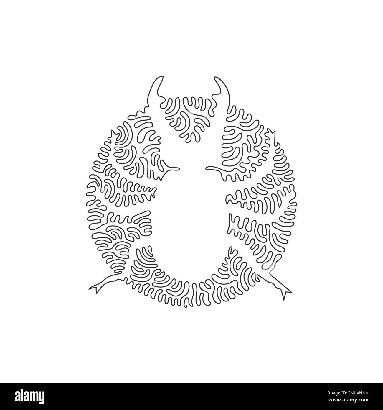 Single curly one line drawing of adorable beetle. Continuous line drawing design vector illustration of a beetle wing as a protective shield Stock Vector