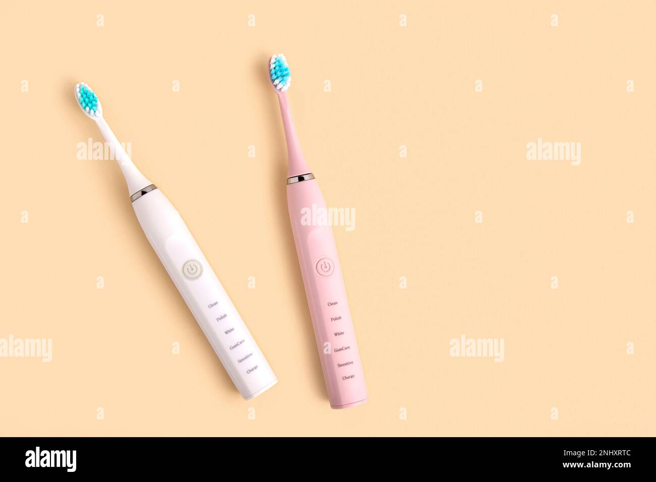 Electric Toothbrush. Top View, Flat Lay, Copy Space. Dental Care