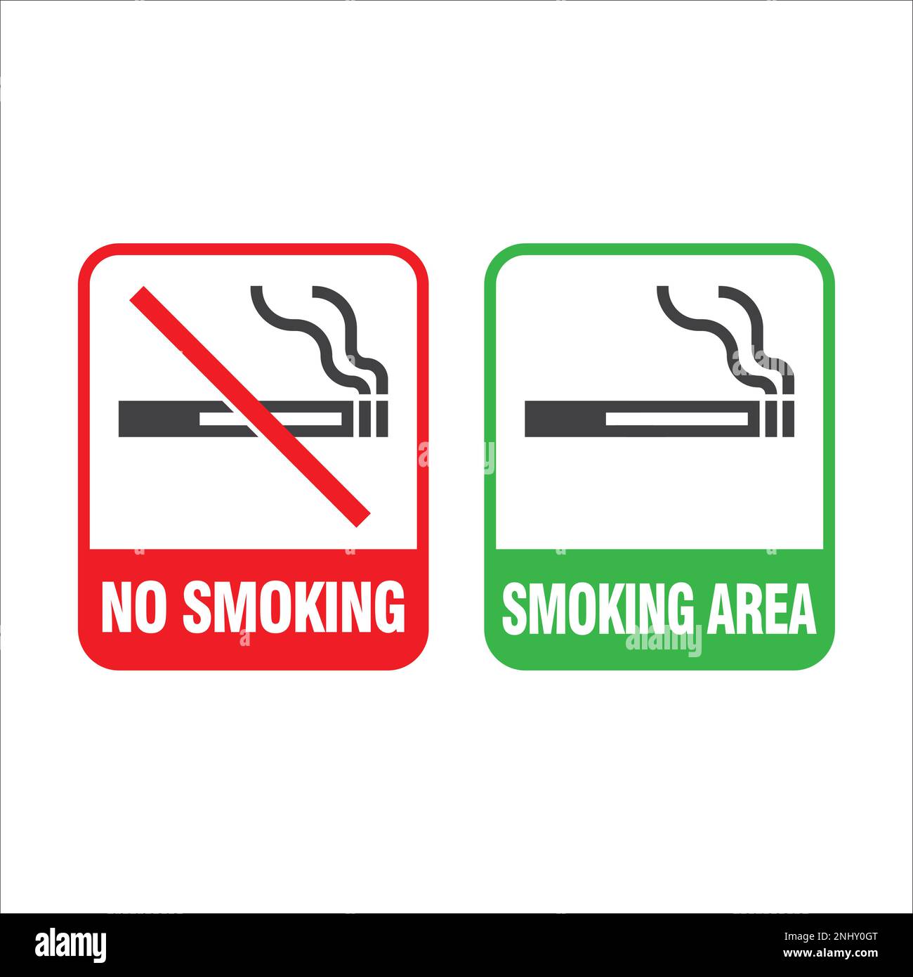 No smoking and Smoking area labels. Smoking design sign element. Vector illustration Stock Vector