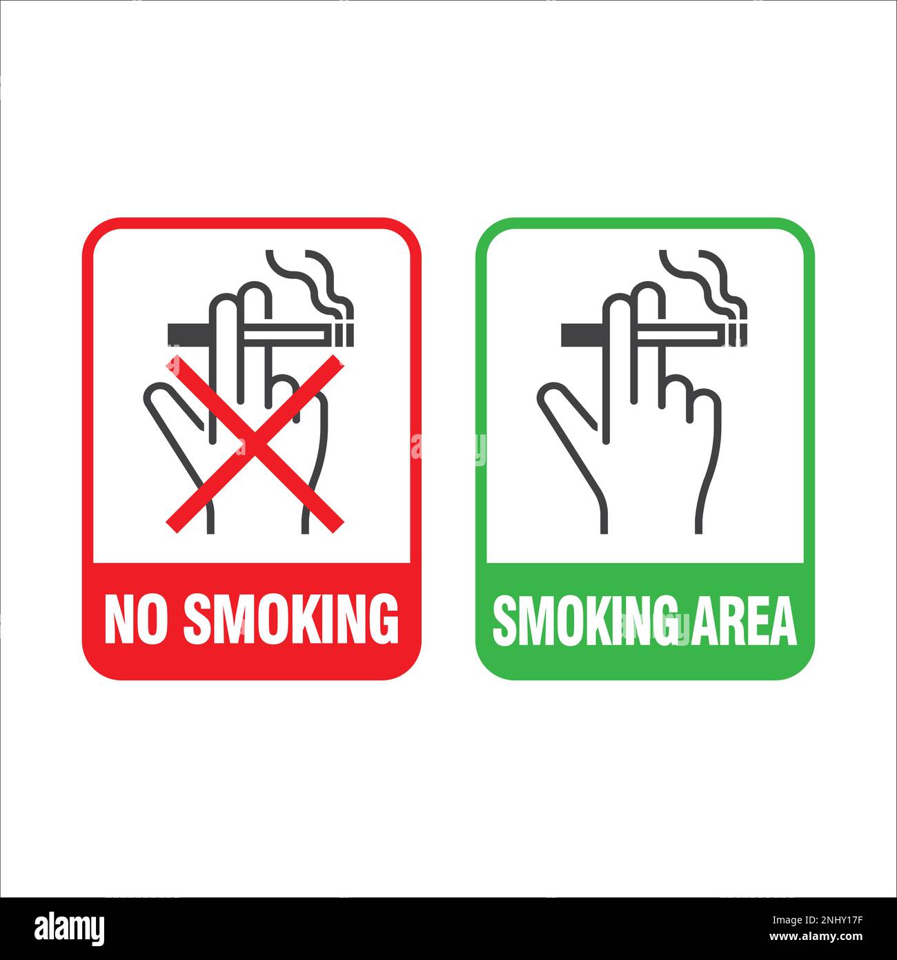 No smoking and Smoking area labels. Smoking design sign element. Vector illustration Stock Vector