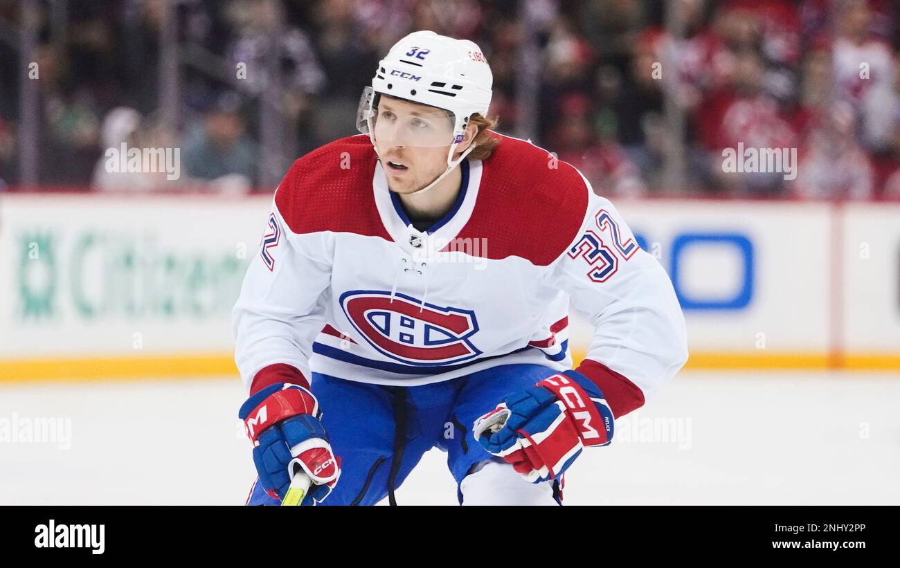 Montreal Canadiens' Rem Pitlick (32) during the second period of an NHL  hockey game against the New Jersey Devils Thursday, April 7, 2022, in  Newark, N.J. (AP Photo/Frank Franklin II Stock Photo - Alamy