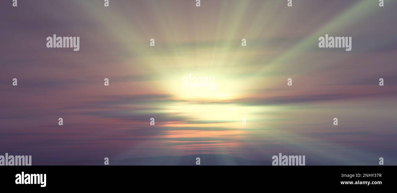Sunset, sunrise with clouds, light rays and other atmospheric effect ...