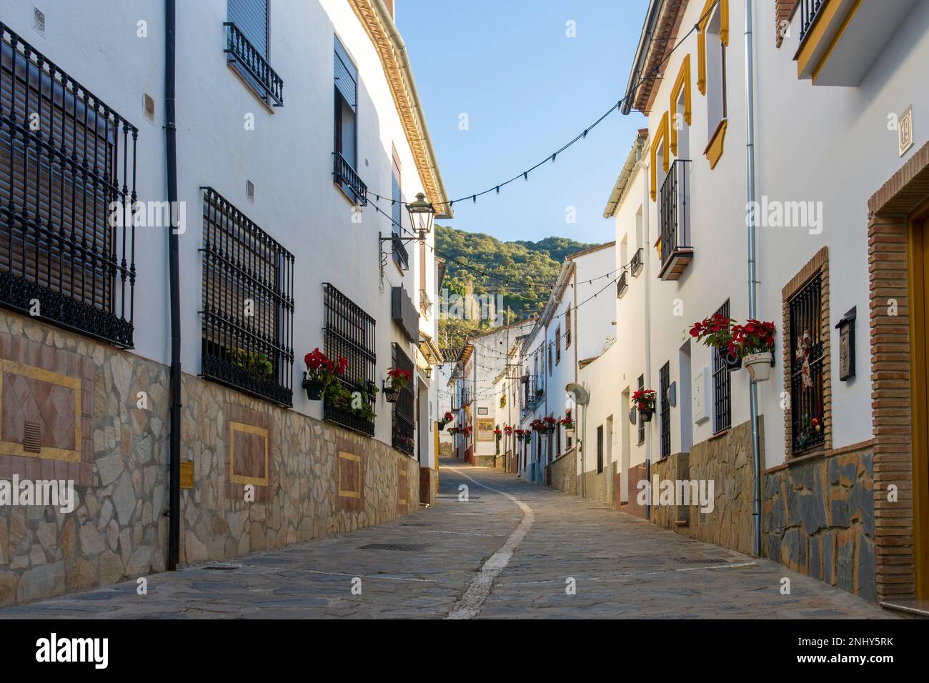 street of typical Andalusian town in the province of Malaga (Jimena de libar) Stock Photo
