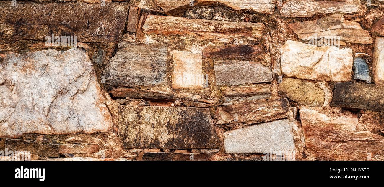 Natural Stone Wall Textured Background Stock Photo