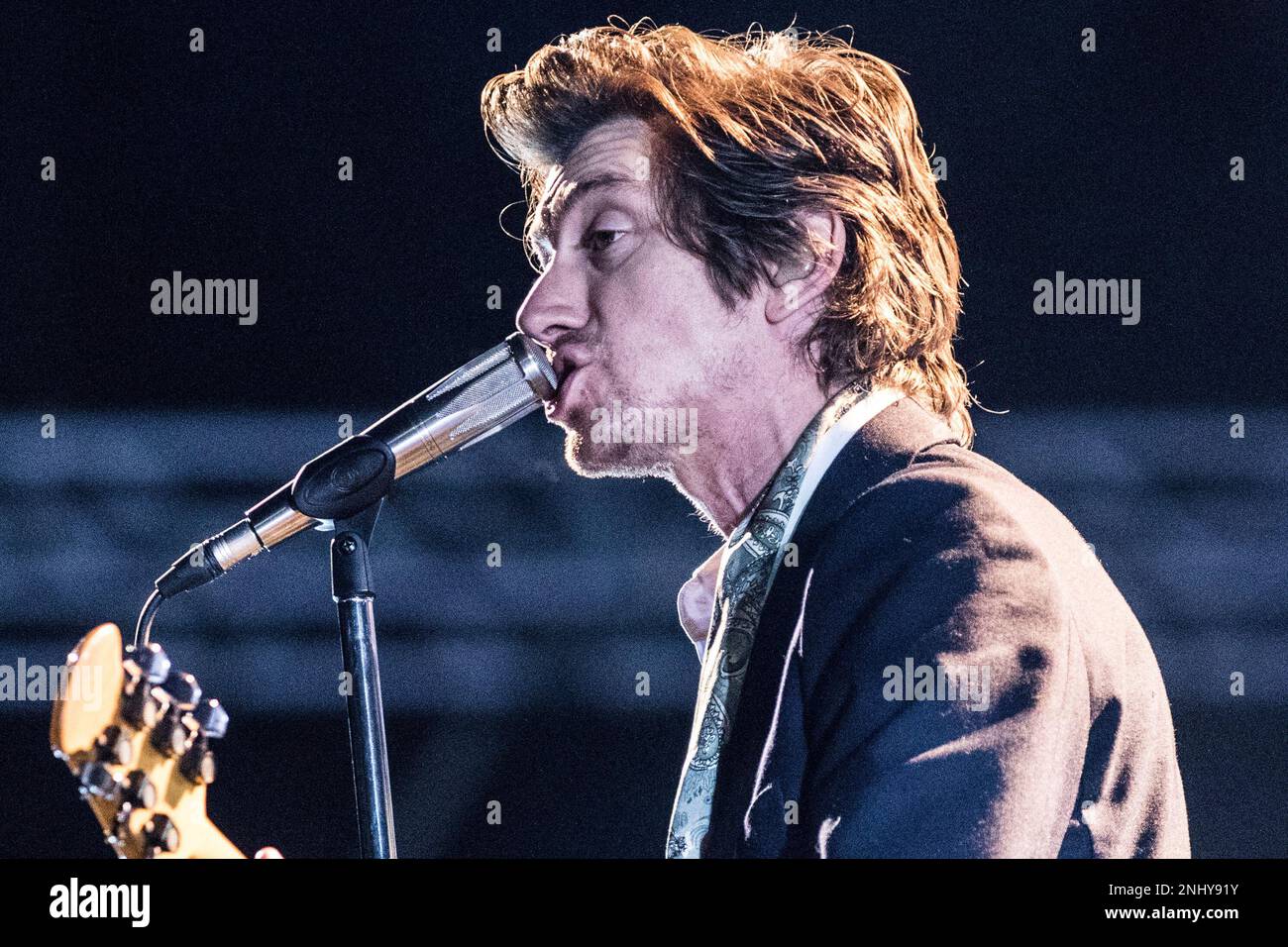 PR - Curitiba - 11/08/2022 - CURITIBA, ARCTIC MONKEYS SHOW - Alex Turner of the band Arctic Monkeys during a presentation at Pedreira Paulo Leminski in the city of Curitiba, this Tuesday (8). British band is on tour in South America. Photo: Robson Mafra/AGIF (via AP) Stock Photo