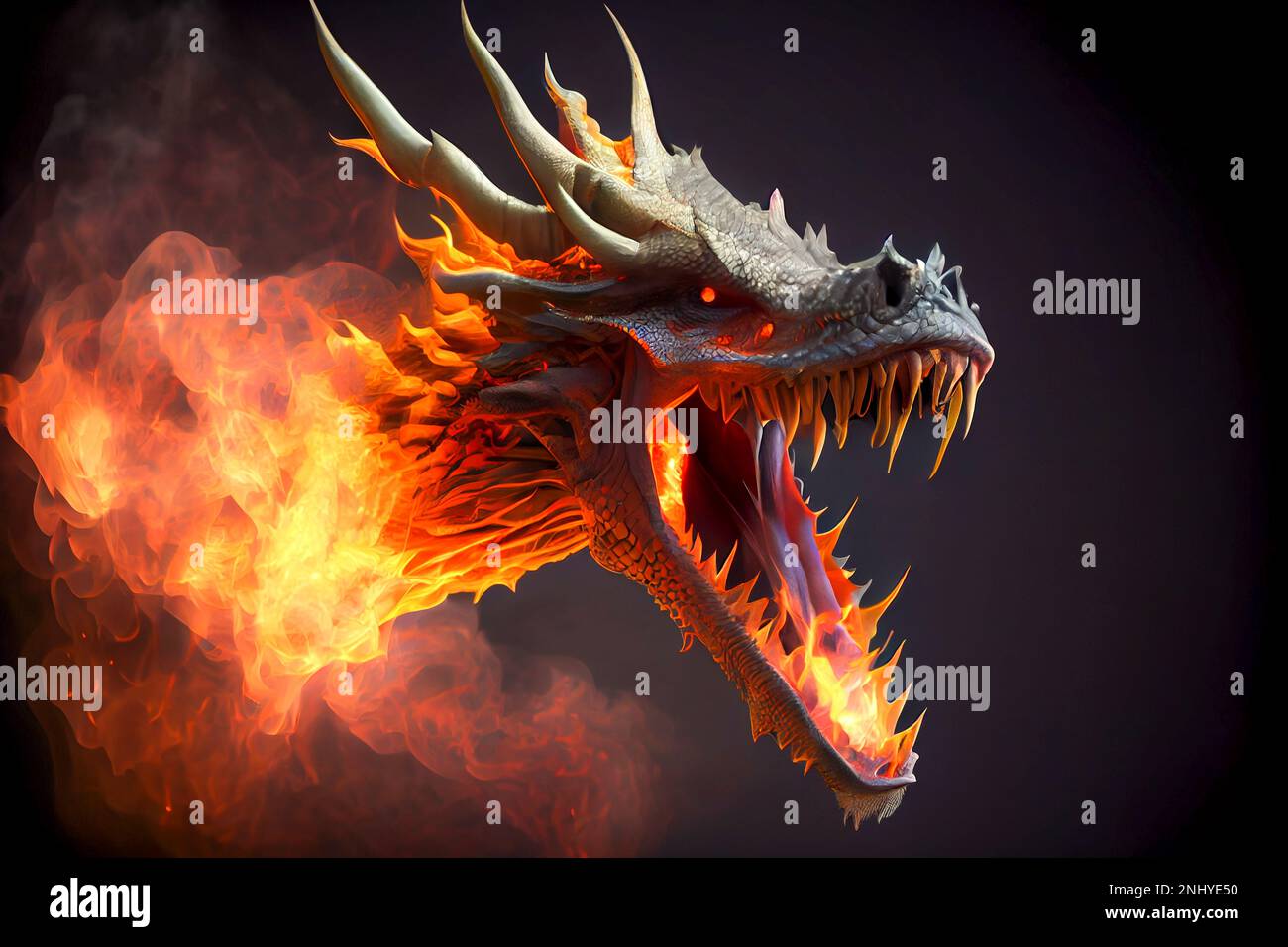 Illustration dragon head breathing fire hi-res stock photography and ...