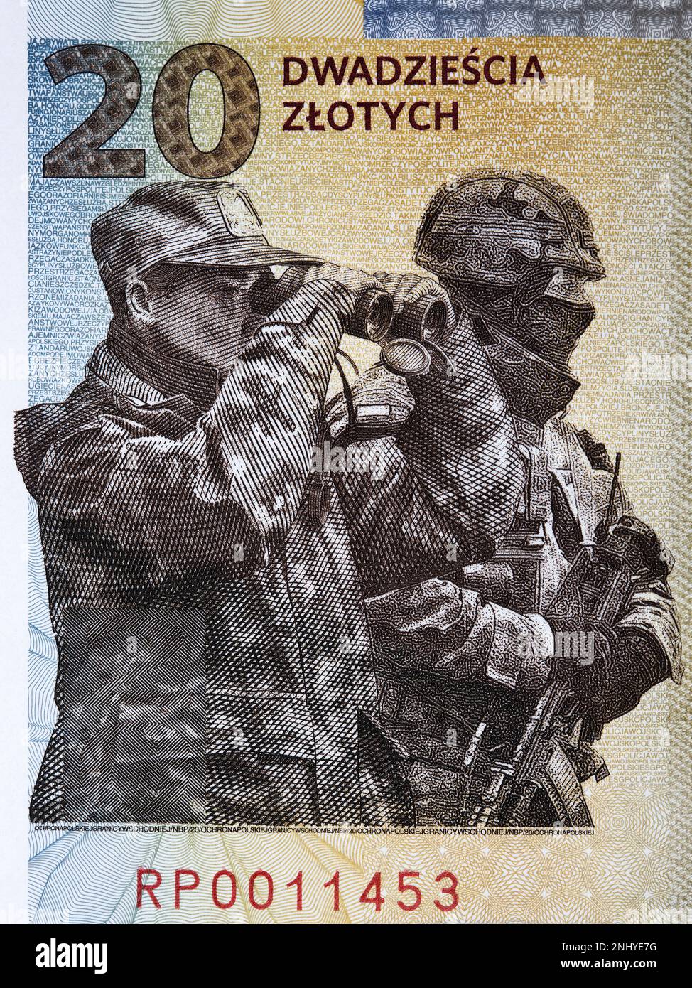 Polish soldiers a portrait from money - 20 zloty Stock Photo