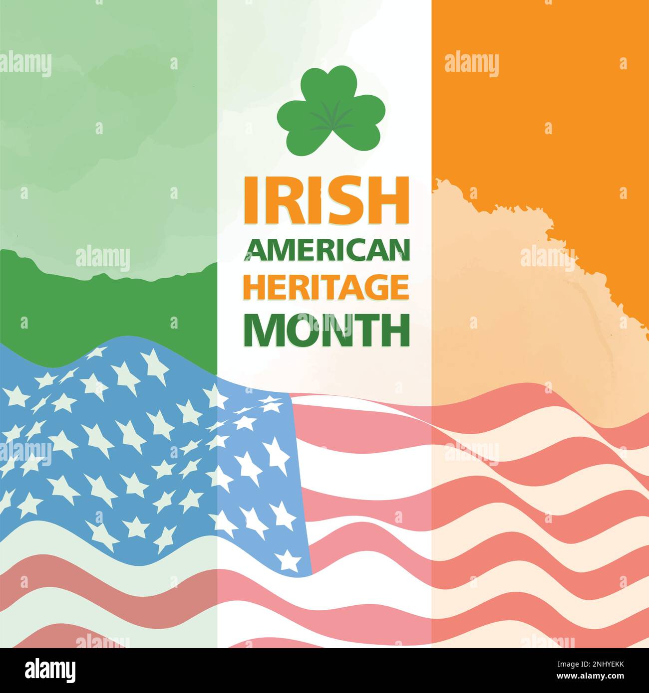Irish-American Heritage Month, Annual celebrated to the history of America,modern background vector illustration Stock Vector