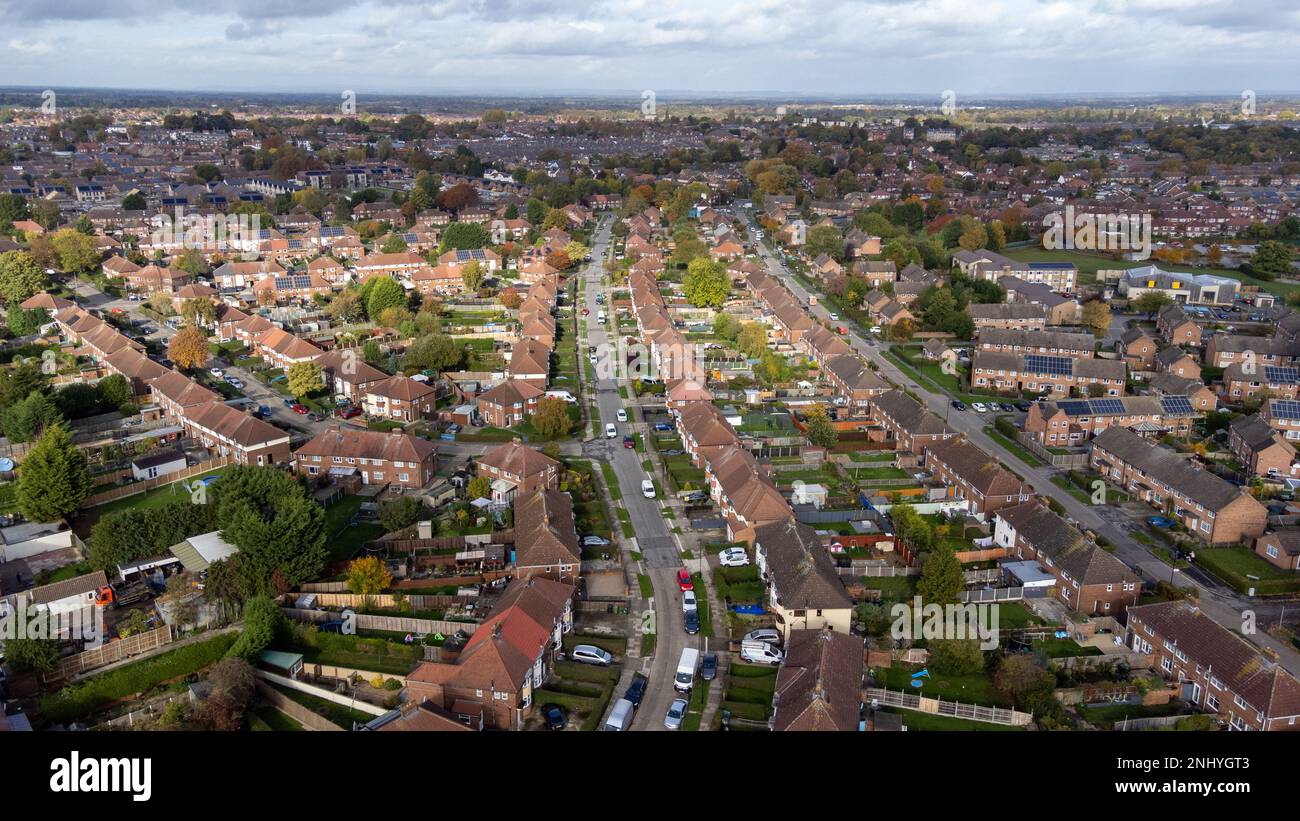 Aerial photo of the the town of Woodthorpe, it's a suburb in the south ...