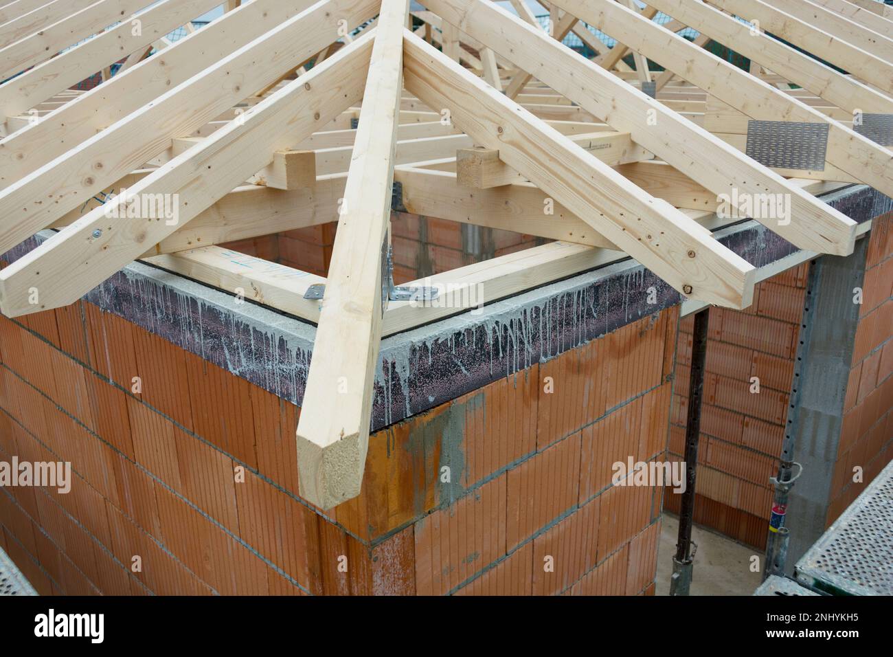 Roof truss of modern home Stock Photo