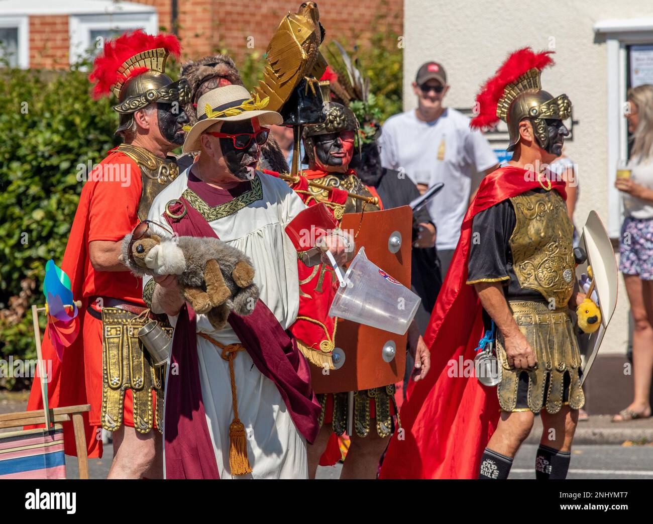 In a Suffolk village a Roman senator is ready for a day on the beach ...