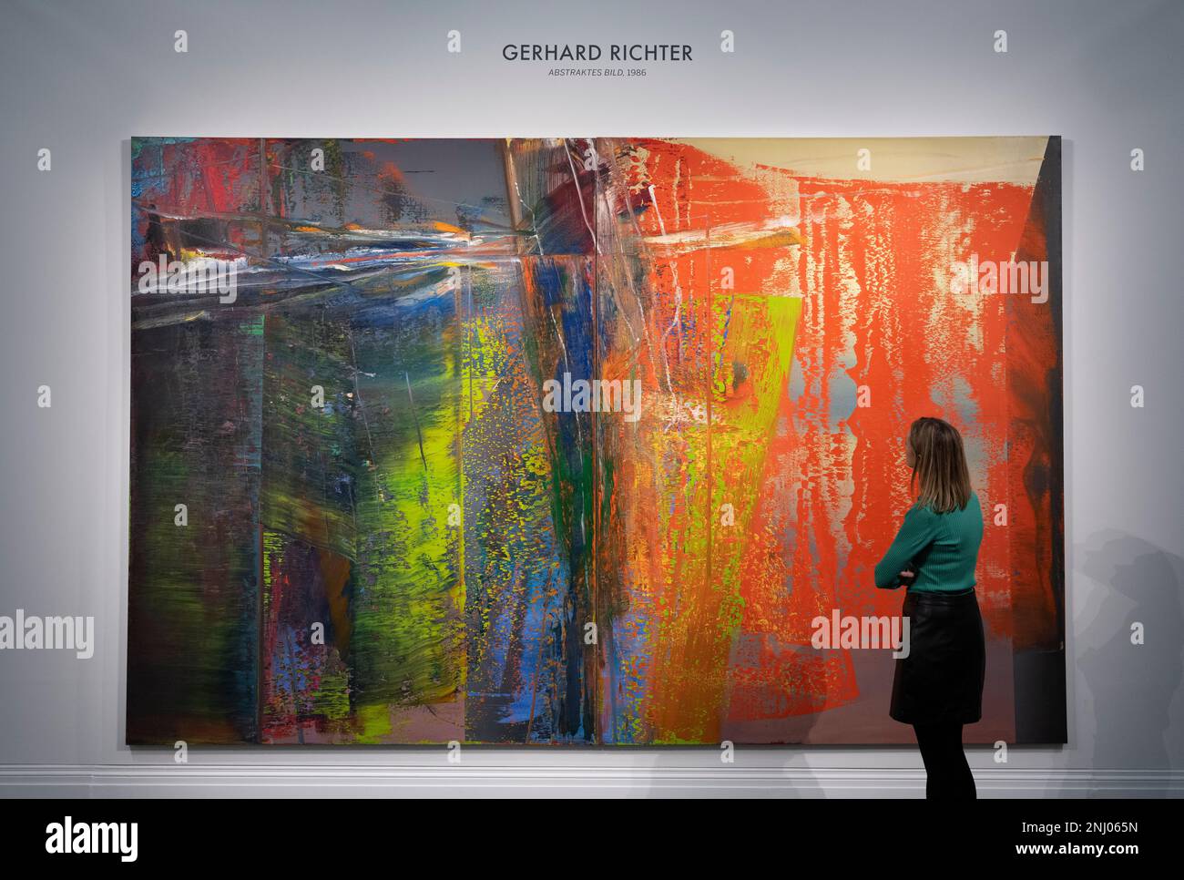 Sotheby‘s, London, UK. 22 February 2023. The Modern & Contemporary and Now Evening Auctions take place on 1 March. Highlights include: Abstraktes Bild, one of Gerhard Richter’s Greatest Monumental Abstract Masterpieces, estimated in excess of £20 million. Credit: Malcolm Park/Alamy Live News. Stock Photo