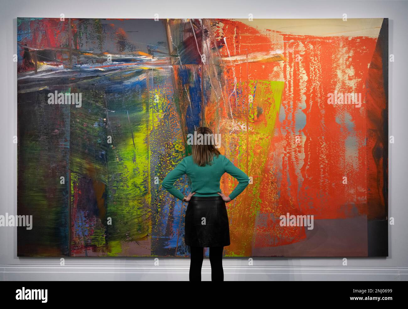 Sotheby‘s, London, UK. 22 February 2023. The Modern & Contemporary and Now Evening Auctions take place on 1 March. Highlights include: Abstraktes Bild, one of Gerhard Richter’s Greatest Monumental Abstract Masterpieces, estimated in excess of £20 million. Credit: Malcolm Park/Alamy Live News. Stock Photo