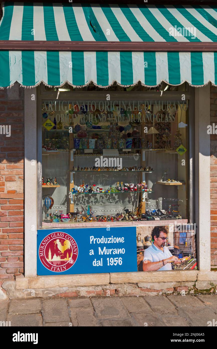 Original handmade Murano Glass shop, Murano Glass Company at Murano, Venice, Italy in February Stock Photo