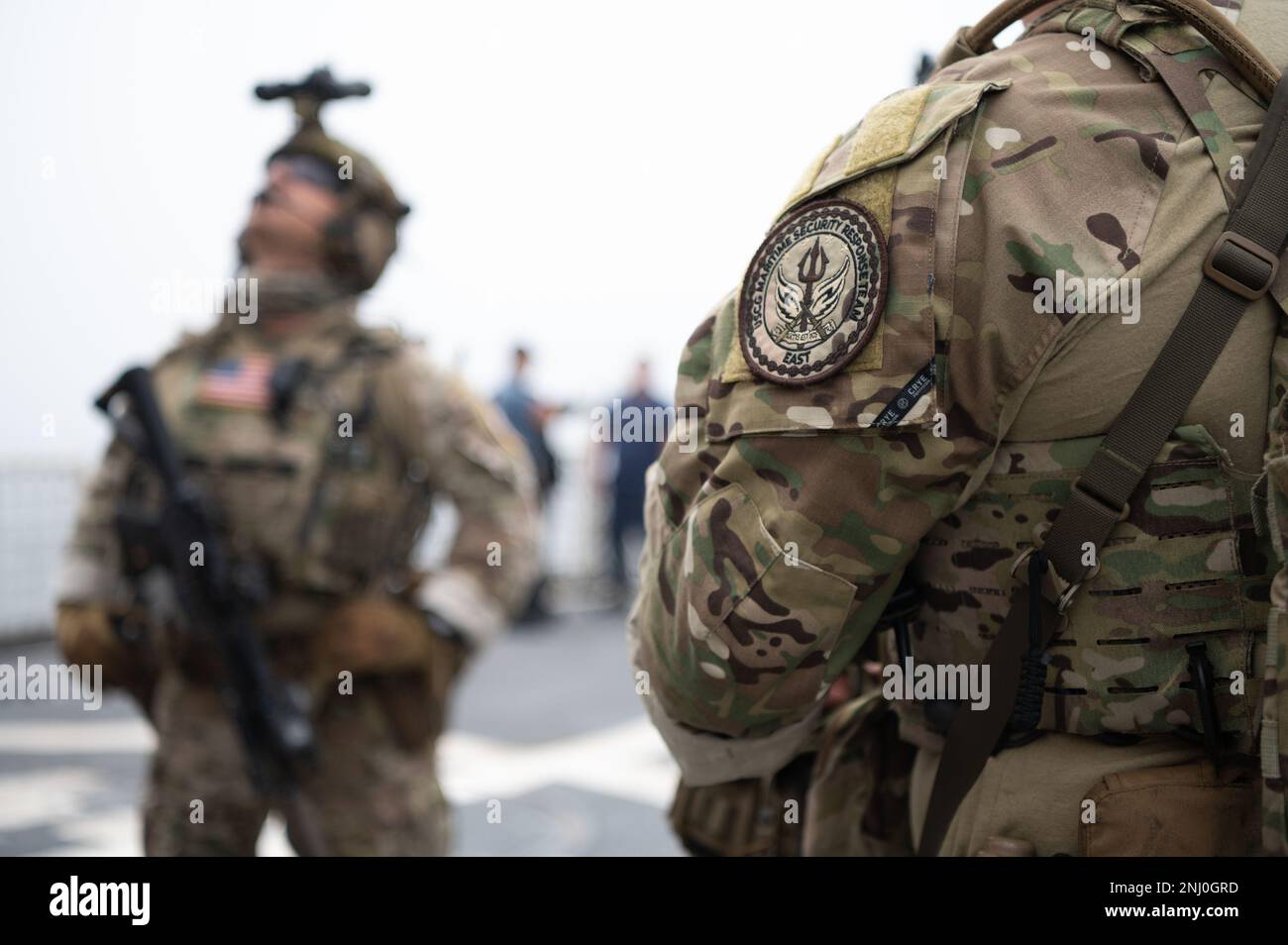 A U.S. Coast Guardsman attached to a Marine Security Response Team