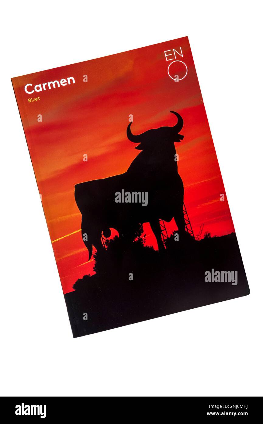 Programme for the English National Opera 2023 production of Carmen by Bizet at the London Coliseum. Stock Photo