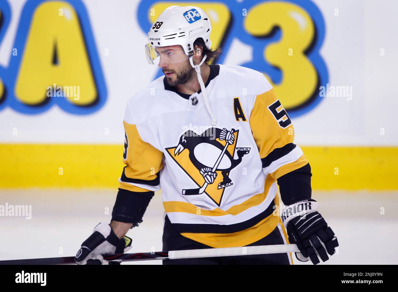 NHL profile photo on Pittsburgh Penguins player Kris Letang at a game