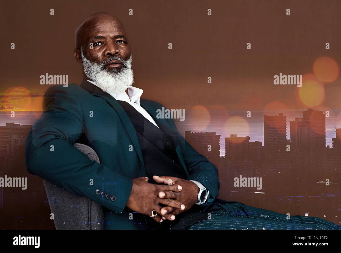 Rich black man, CEO and serious, portrait and leadership, power and and