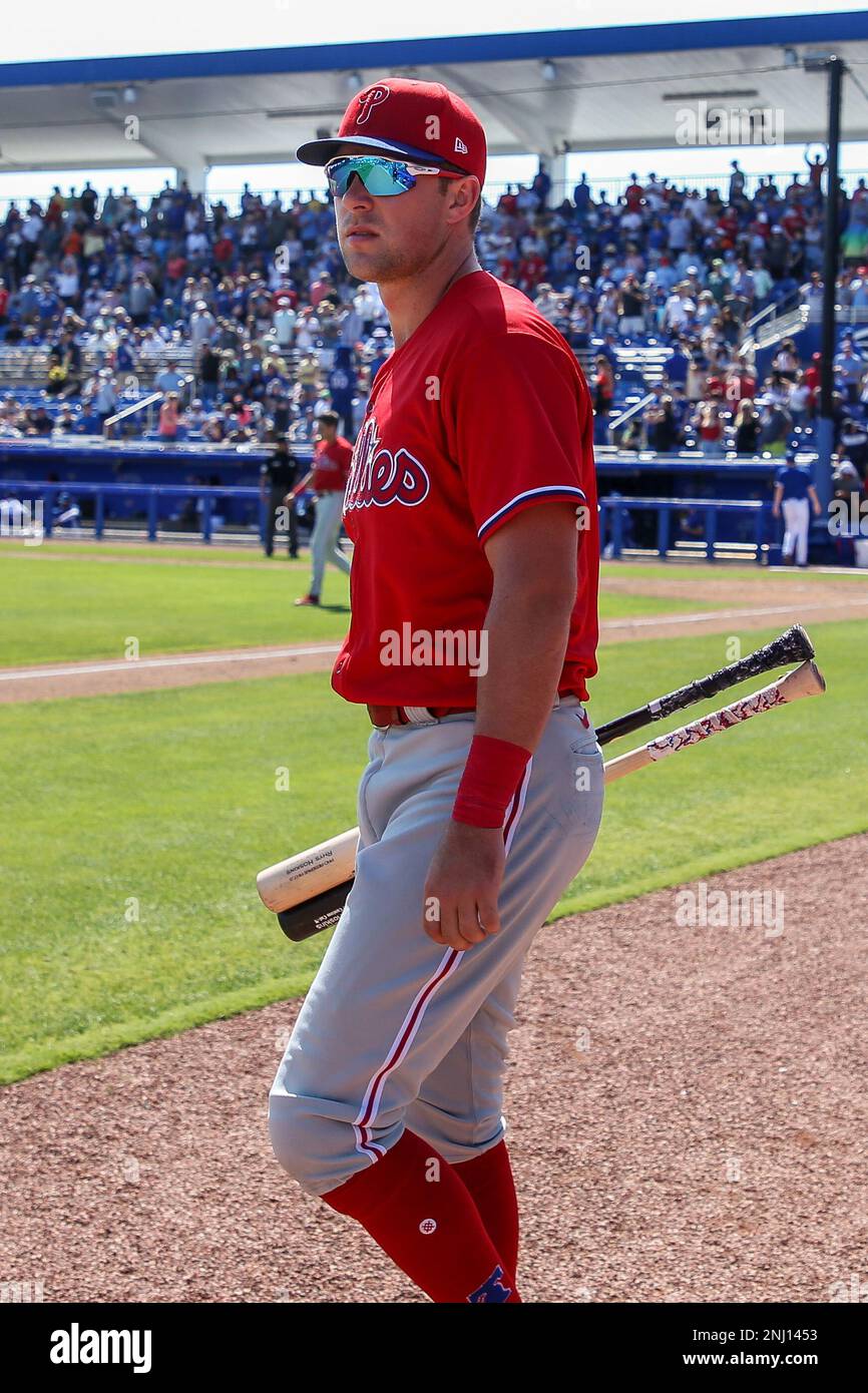 Philadelphia Phillies' Rhys Hoskins plays during a baseball game, Friday,  Sept. 23, 2022, in Philadelphia. (AP Photo/Matt Slocum Stock Photo - Alamy