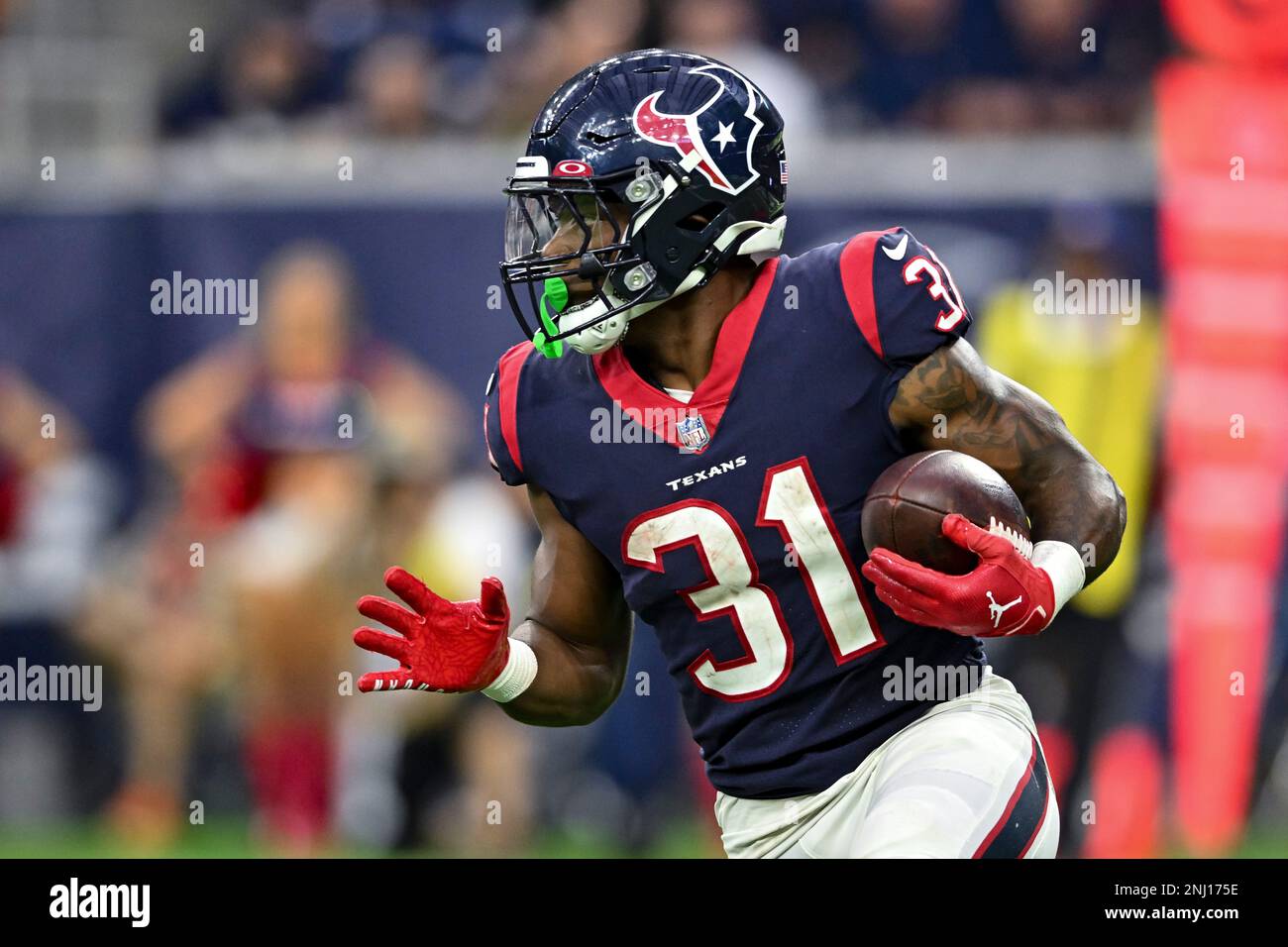 Houston, Texas, USA. October 31. QB Matthew Stafford #9 of the Los Angeles  Rams in action vs the Houston Texans at NRG Stadium in Houston Texas. The  Rams lead at the half