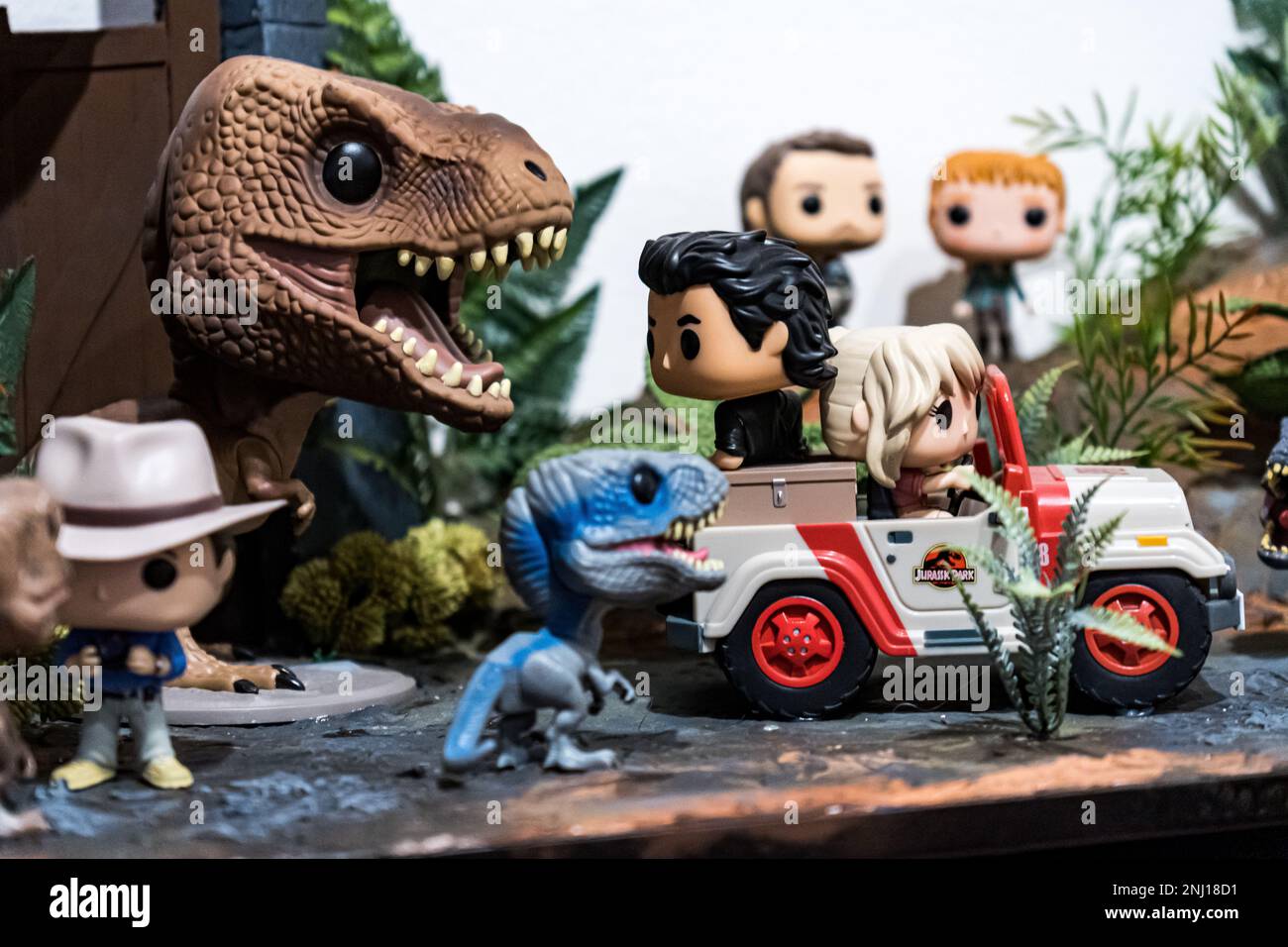 Alcala de Henares, Spain. January 7, 2023. Diorama made with funko pop  figures from the movie jurassic park, both characters and dinosaurs Stock  Photo - Alamy