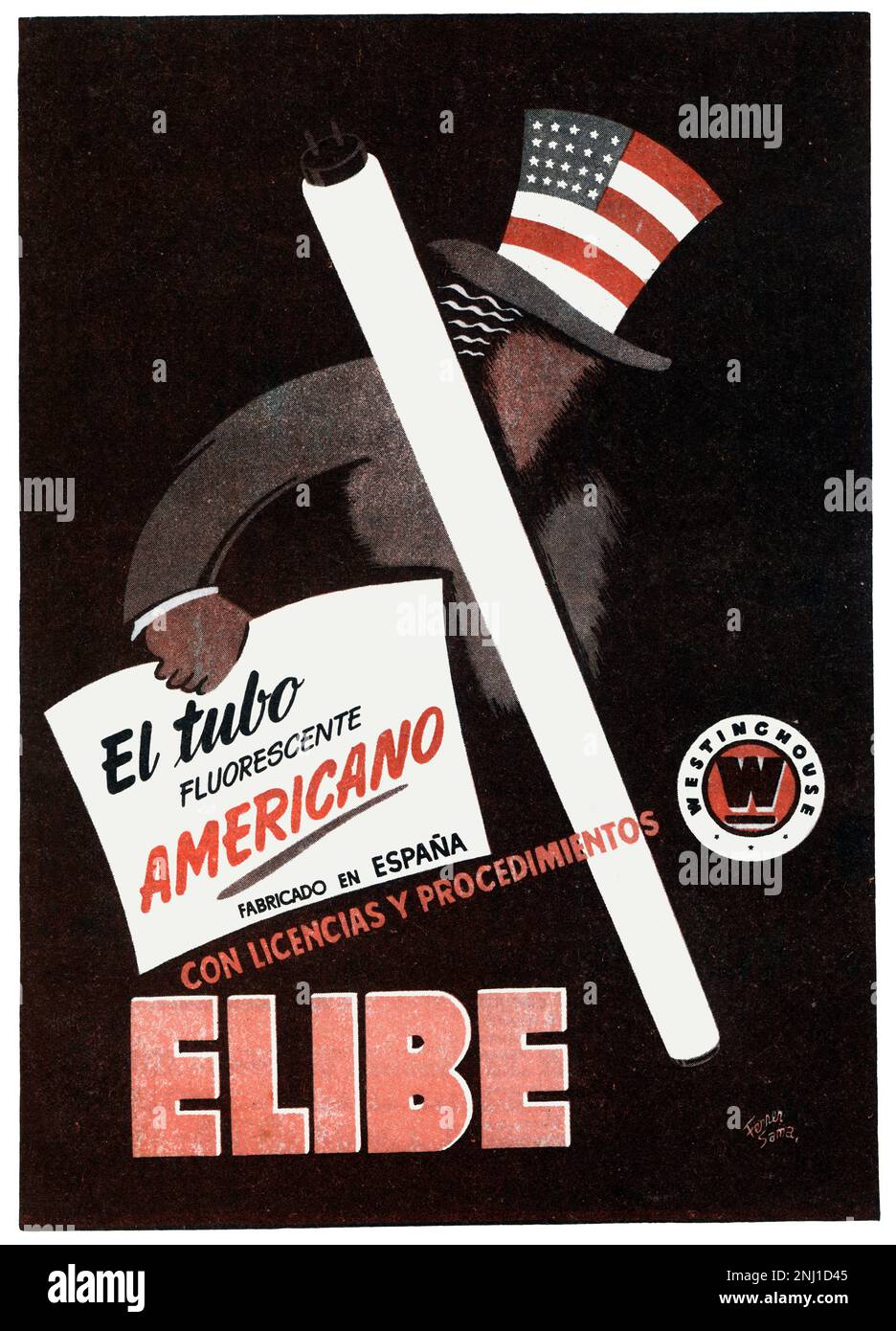 España. Publicidad de tubos fluorescentes Elibe, de Westinghouse. Año