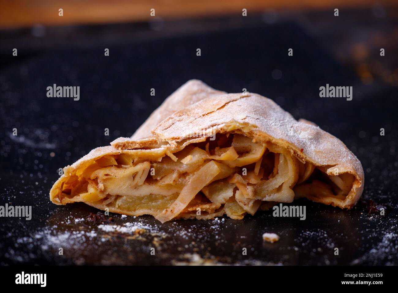 Apple Strudel On Baking Tray Stock Photo