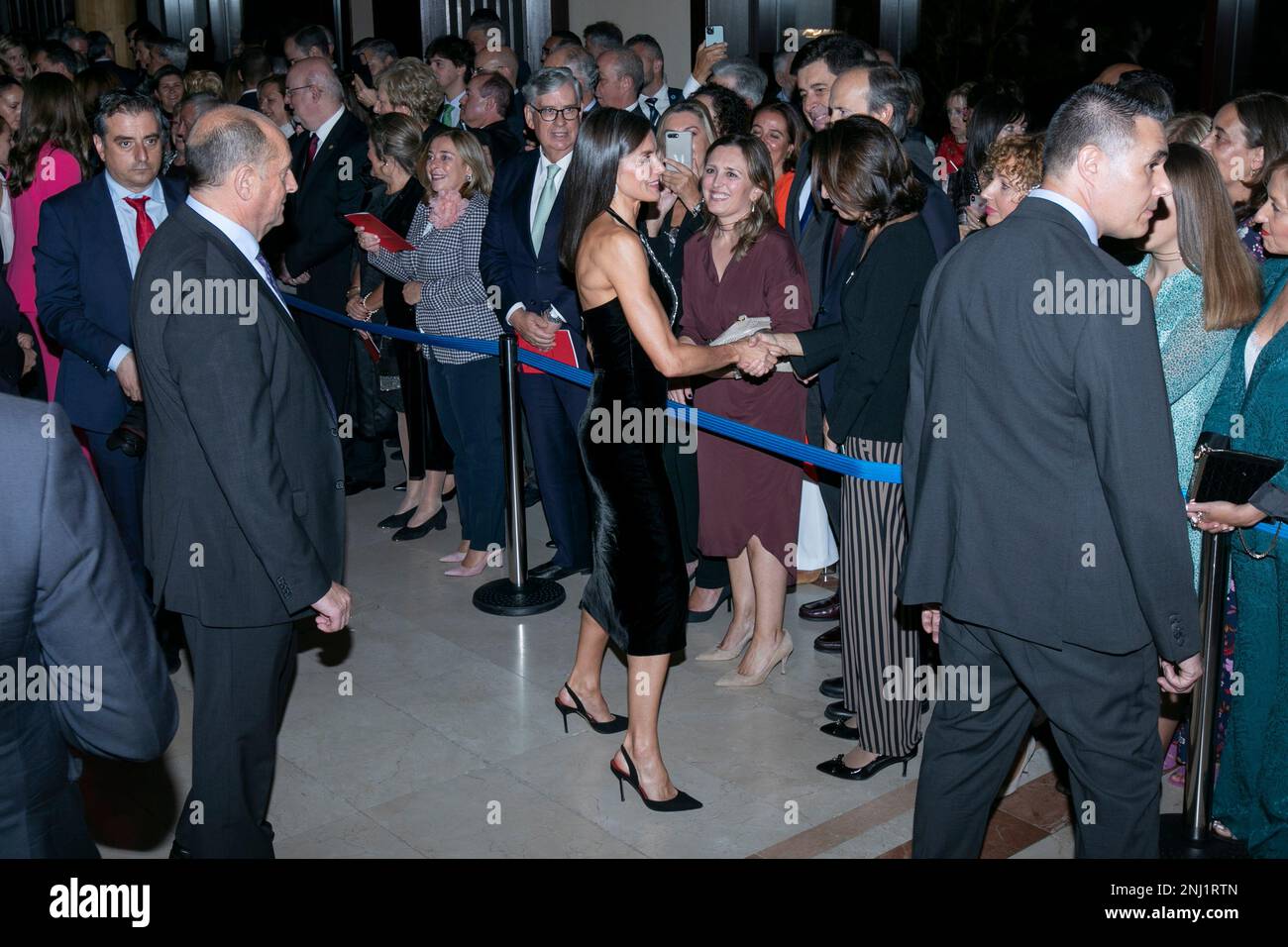 Queen Letizia greets the crowd at the exit of the XXX Princess of Asturias  Awards Concert, on October 26, 2022, in Oviedo, Asturias (Spain). The Royal  Family presides over the XXX Princess