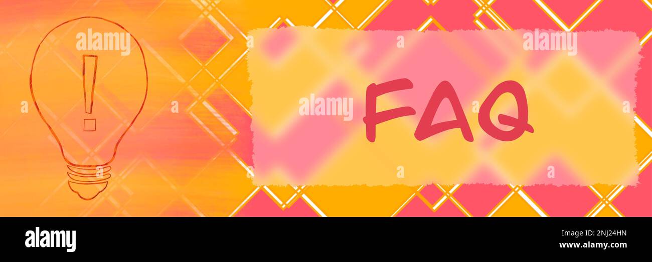 FAQ - Frequently Asked Questions Pink Orange Diamond Background Text Horizontal Stock Photo