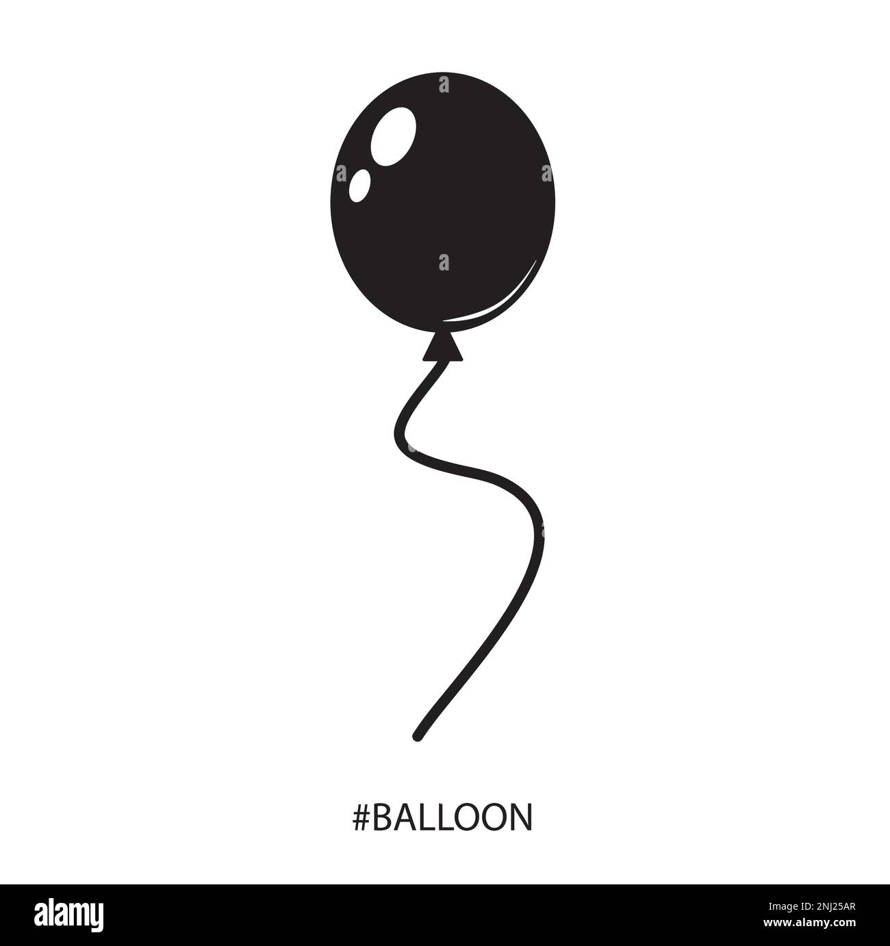 A black balloon on a white background with copy space Stock Vector