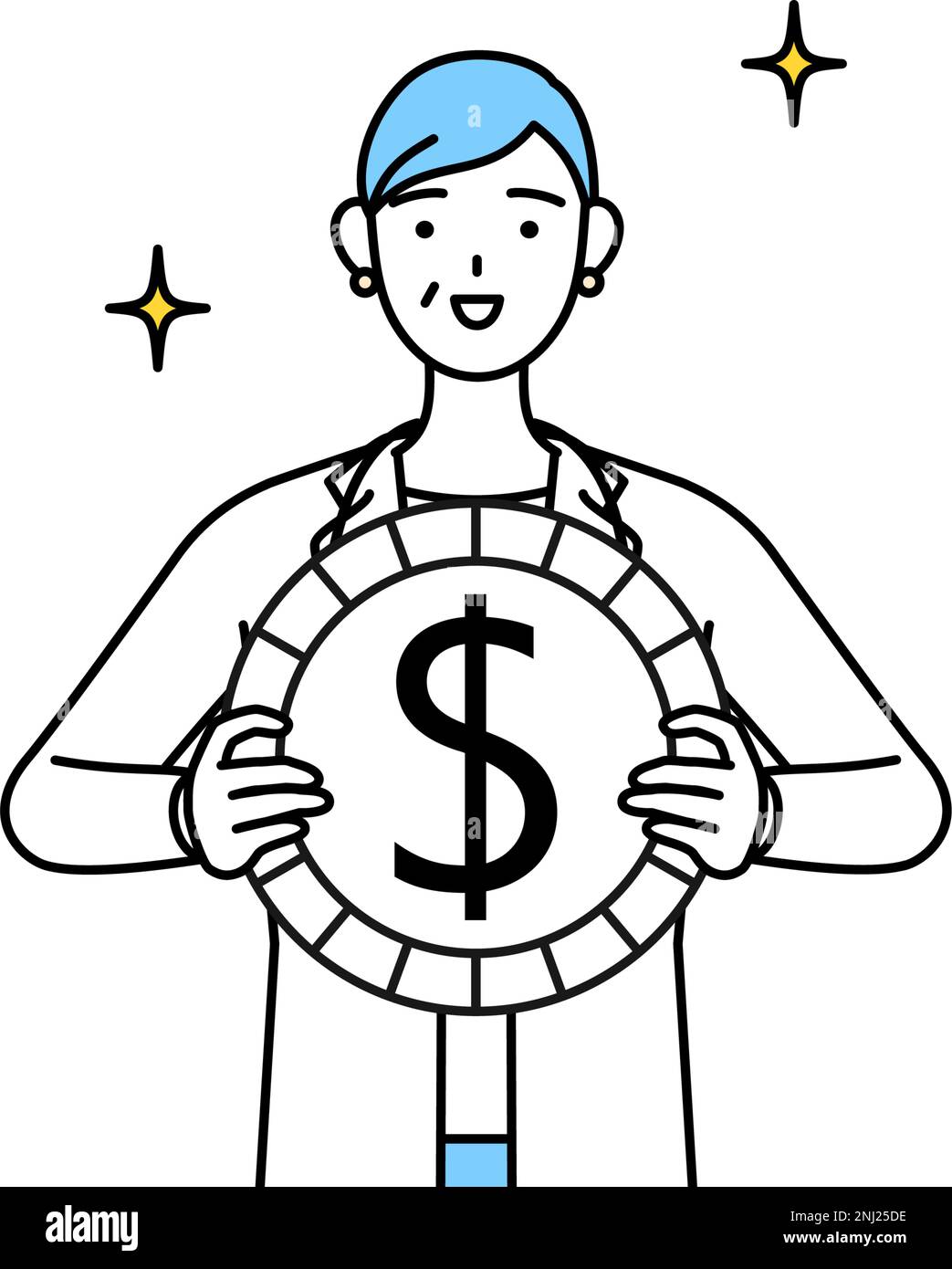 female doctor with white coat, simple line drawing Stock Vector Image