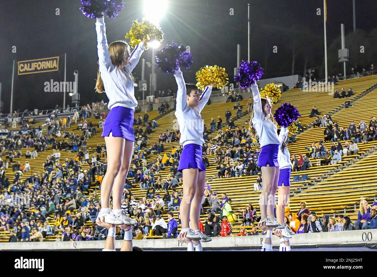 BERKELEY, CA OCTOBER 22 Washington Huskies cheerleaders stand up to