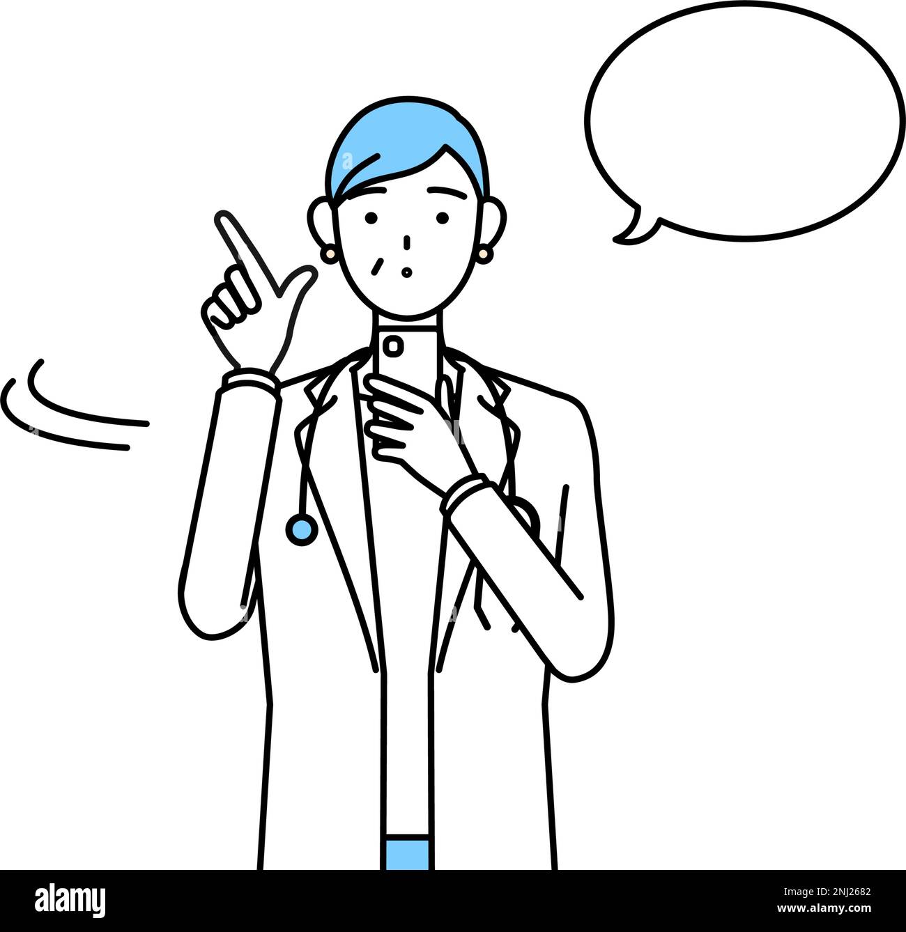 female doctor with white coat, simple line drawing Stock Vector Image