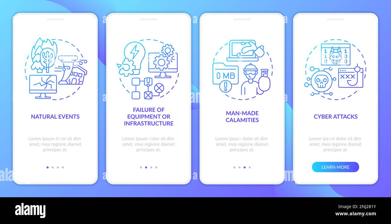 What is disaster blue gradient onboarding mobile app screen Stock ...