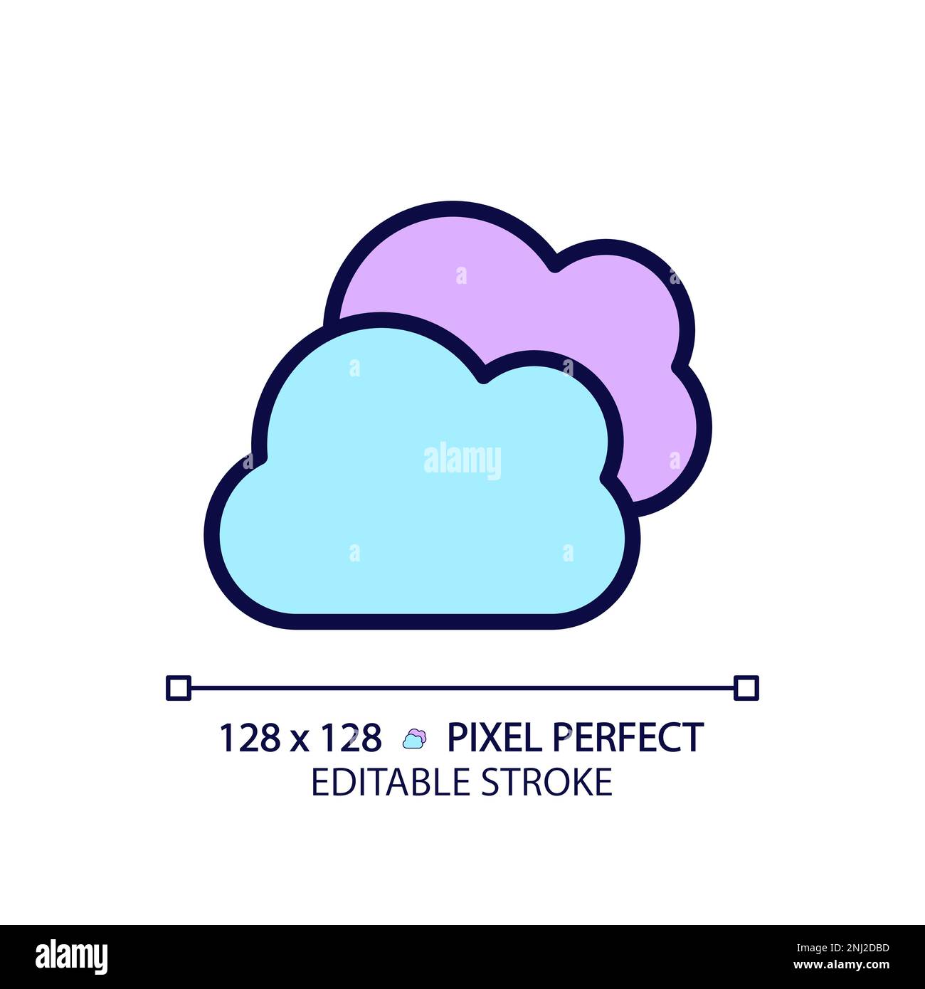 Multicloud pixel perfect RGB color icon Stock Vector