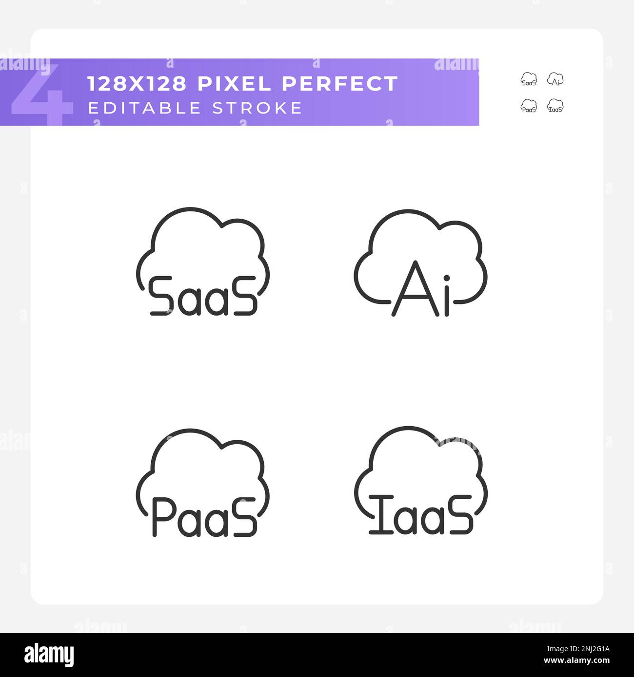 Structure of cloud computing pixel perfect linear icons set Stock ...