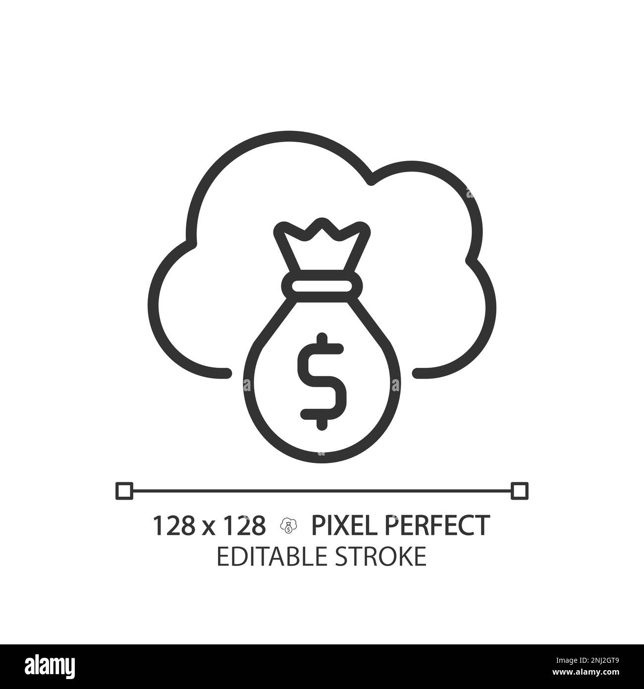 cloud-service-cost-pixel-perfect-linear-icon-stock-vector-image-art
