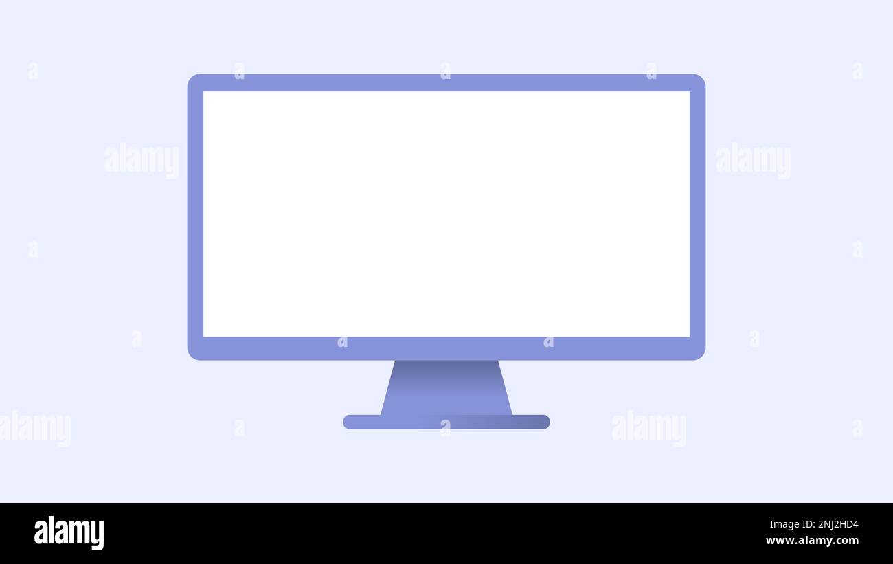 Flat Computer Monitor White Display Vector Illustration Stock Vector