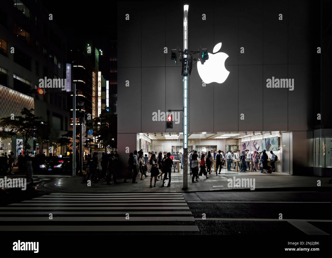 Tokyo, Japan Sept, 2017 Apple store outlet in Ginza street at night