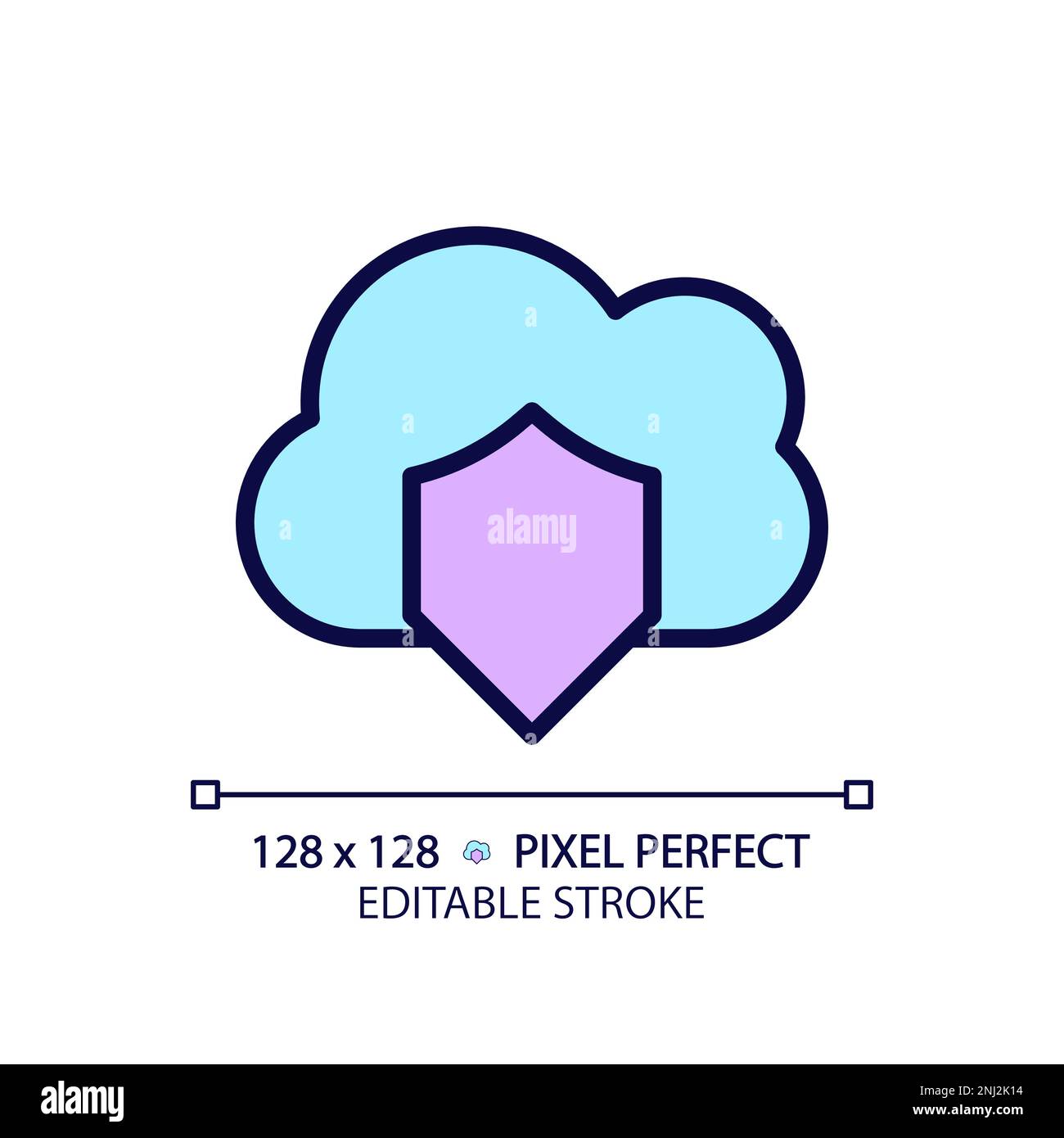Cloud security pixel perfect RGB color icon Stock Vector