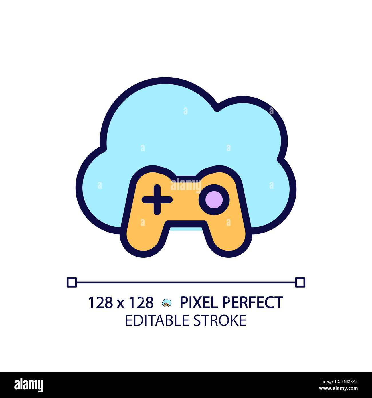 Cloud gaming pixel perfect RGB color icon Stock Vector