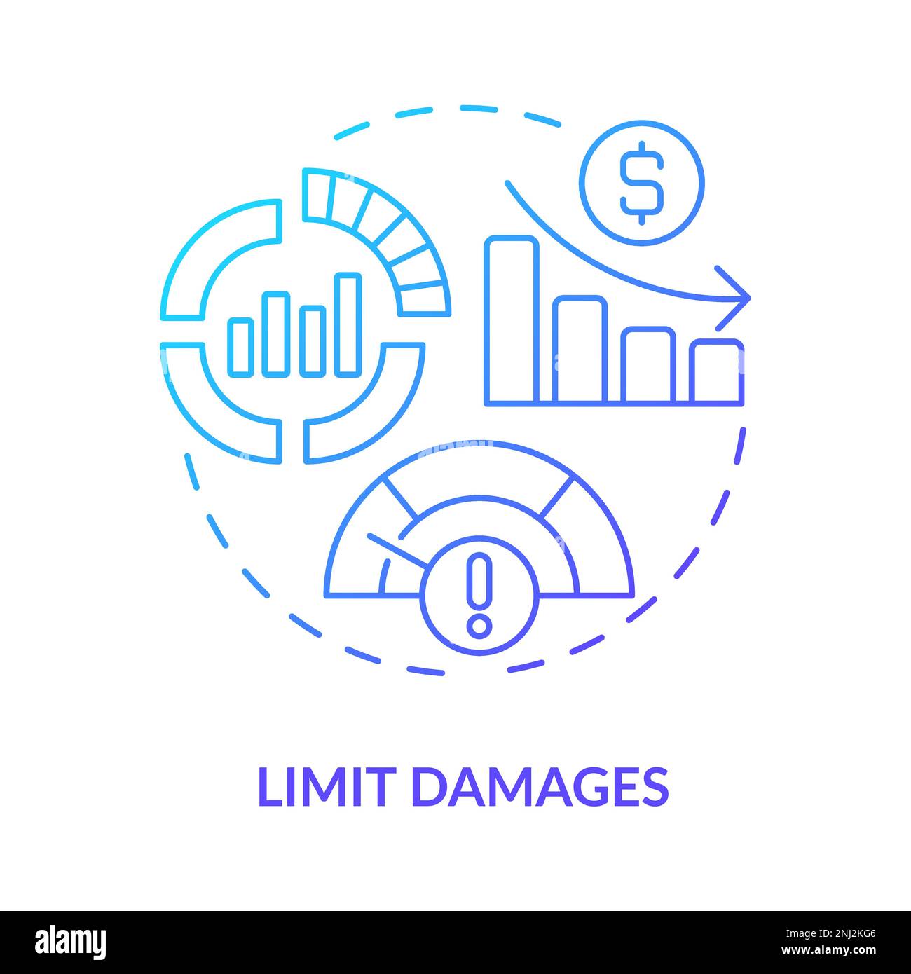 Limit damages blue gradient concept icon Stock Vector