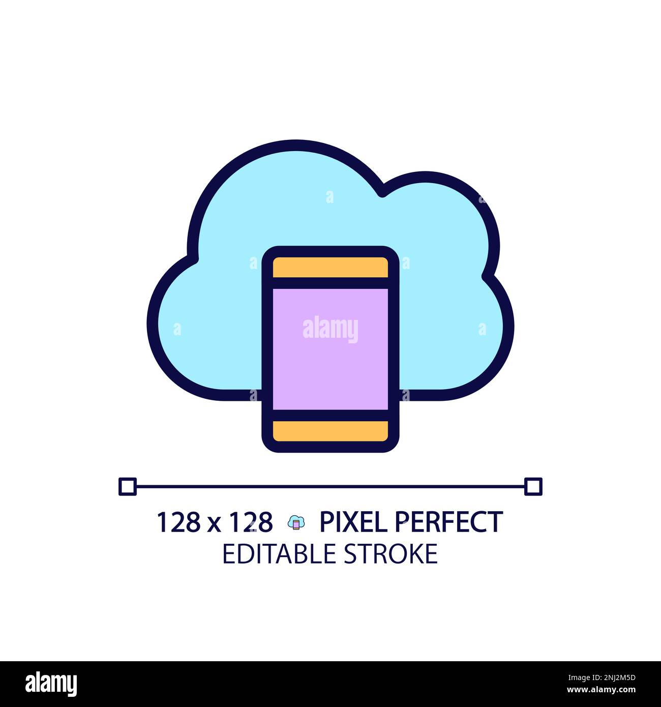 Mobile cloud computing pixel perfect RGB color icon Stock Vector