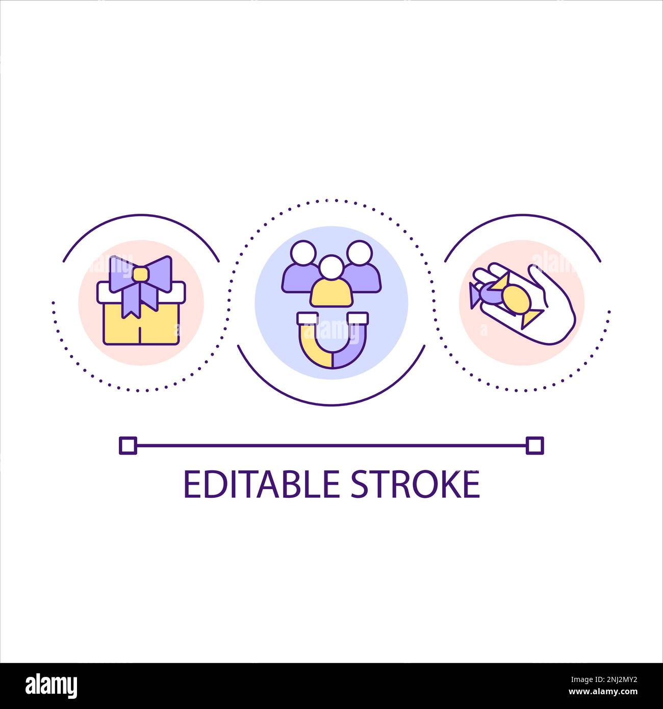 Use bonuses to engage customer loop concept icon Stock Vector