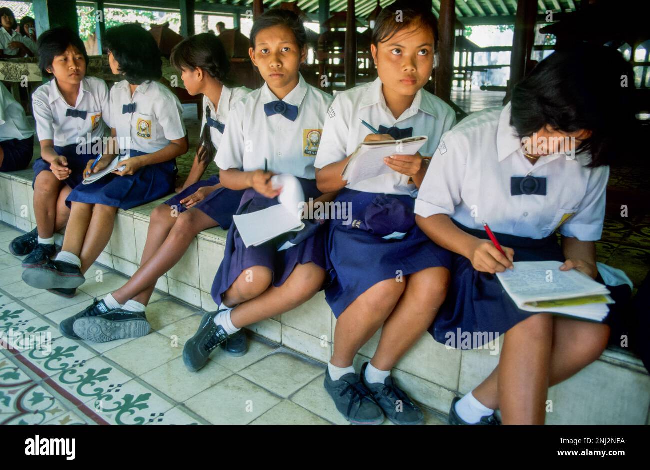 Indonesia, Yogjakarta. Schoolgirls in uniform. Stock Photo